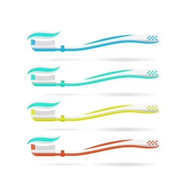 Realistic toothbrushes with toothpaste Stock Illustration