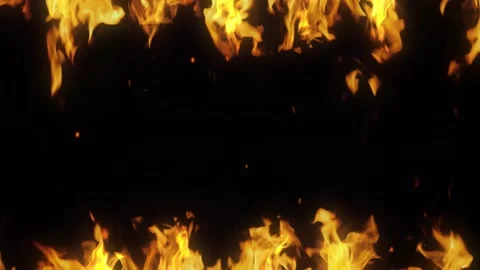 Realistic top and bottom fire frame Stock Footage 291960532