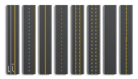 Realistic top view of asphalt vector highway Stock Illustration