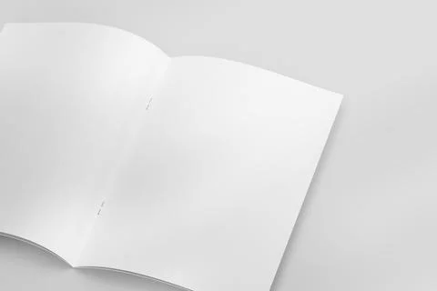 Realistic top view opened portrait A4 or A5 magazine or brochure booklet for  Stock Photos