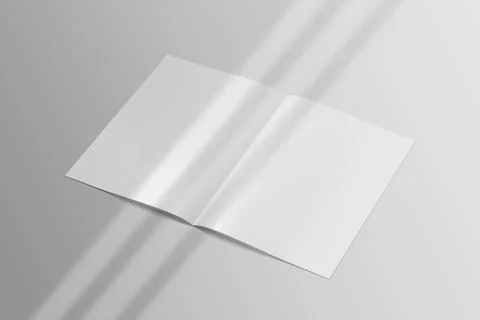 Realistic top view opened portrait A4 or A5 magazine or brochure booklet for  Stock Photos