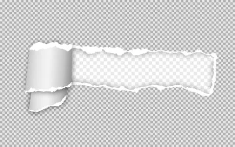 Realistic torn and twisted paper strip. Torn paper edge. Vector illustration. Stock Illustration