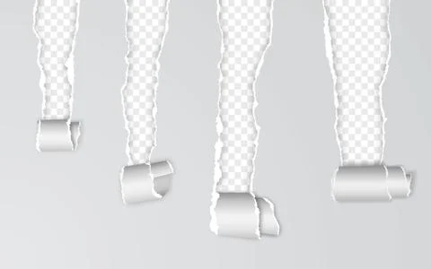 Realistic torn and twisted paper strip. Torn paper edge. Vector illustration. Stock Illustration