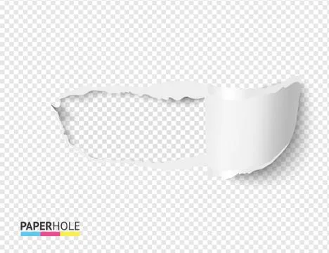 Realistic torn paper scroll and hole on transparent background for sale poster Stock Illustration