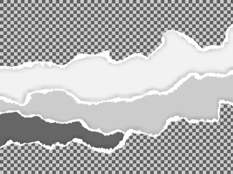 Realistic torn, ripped paper sheets with shadows. Ragged pieces of notebooks Stock Illustration
