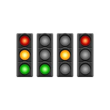 Realistic Traffic Light Set with All three Colors and every Color on Stock Illustration