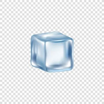 Realistic translucent cube of ice and frozen water on a transparent background. Stockillustratie
