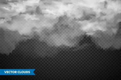 Realistic transparent clouds. Sky panorama. Vector illustration. Illustrazione stock