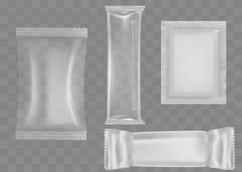 Realistic Transparent Empty Plastic Food Packaging Template Set. Stock Illustration