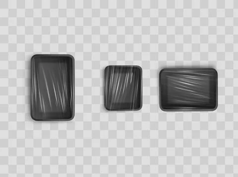 Realistic Transparent Empty Plastic Food Packaging Template Set. Stock Illustration