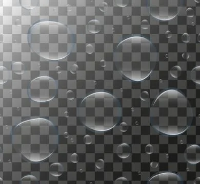 Realistic Transparent water bubbles. 3d set soap , drop, droplets. Vector i.. Stock Illustration