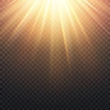 Realistic transparent yellow sun rays, warm orange flare effect isolated on 스톡 일러스트