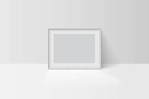 Realistic tree-dimension empty blank white simple frame mockup isolated on light Stock Illustration