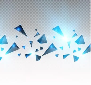 Realistic triangles and light effects. 3D effect.motion of flying triangles Stock Illustration