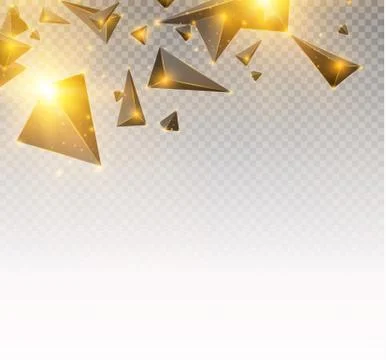 Realistic triangles and light effects. 3D effect.motion of flying triangles Stock Illustration