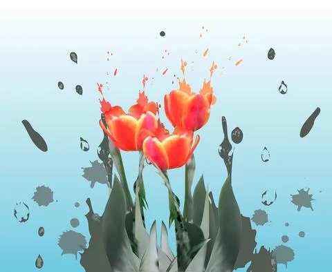 Realistic tulips vector. Spring flower card background template. Woman weddin Stock Illustration