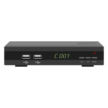 Realistic tv control device isolated on white. Satellite receiver with dis... Stock Photos