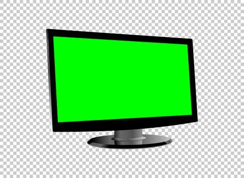 Realistic TV LCD screen mockup. Panel with green screen isolated Illustrazione stock