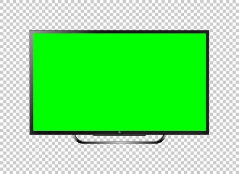 Realistic TV LCD screen mockup. Panel with green screen Stock Illustration