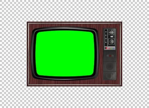 Realistic TV LCD screen mockup. Panel with green screen Stock Illustration