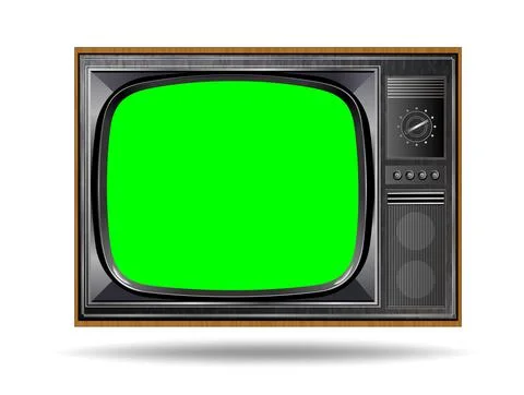 Realistic TV LCD screen mockup. Panel with green screen Stock Illustration