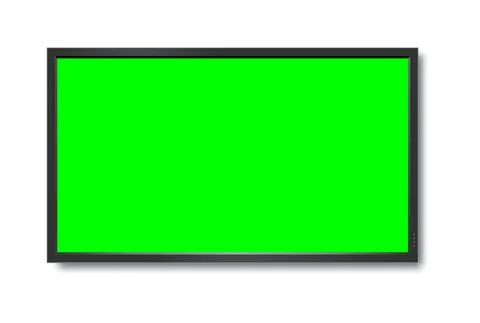 Realistic TV LCD screen mockup. Panel with green screen on background. Vector Stock Illustration