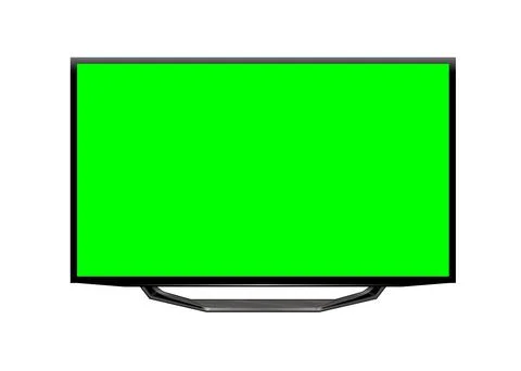 Realistic TV LCD screen mockup. Panel with green screen on background. Vector Illustrazione stock