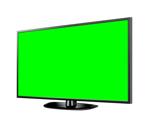 Realistic TV LCD screen mockup. Panel with green screen on background. Vector Stock-Illustration