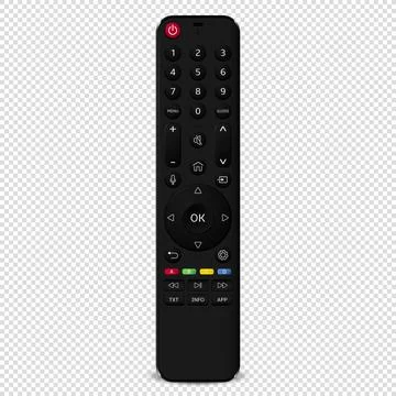 Realistic TV remote control isolated on transparent background Stock Illustration