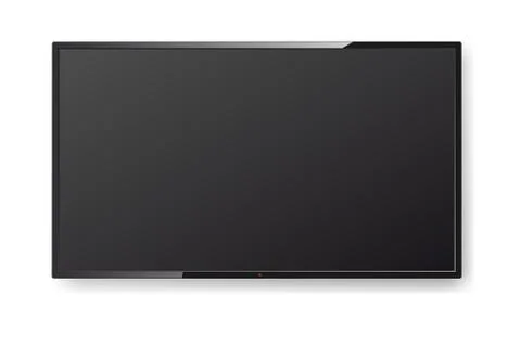Realistic TV screen hanging on the wall. Modern stylish TV lcd panel isolated Stock Illustration