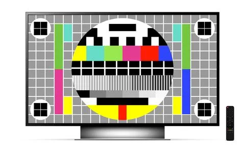 Realistic tv screen with remote control. Smart tv mockup. Stock Illustration