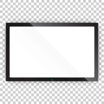 Realistic tv screen vector icon in flat style. Monitor plasma illustration on Illustrazione stock