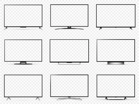 Realistic tv set with transparent screen isolated on transparent background.  Stock Illustration