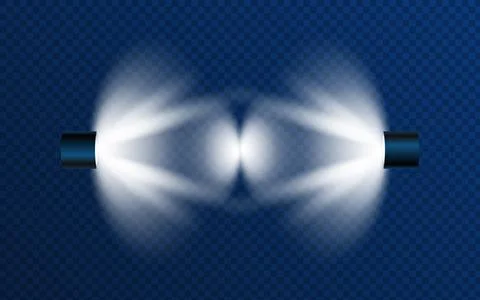 Realistic two horizontal spotlights with bright light Stock Illustration