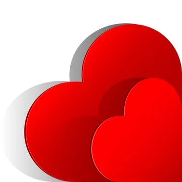Realistic two Red Heart cut out of paper. 스톡 일러스트
