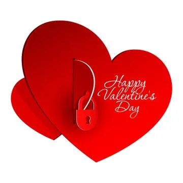 Realistic two Red Heart cut out of paper 스톡 일러스트