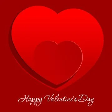 Realistic two Red Heart cut out of paper 库存插图