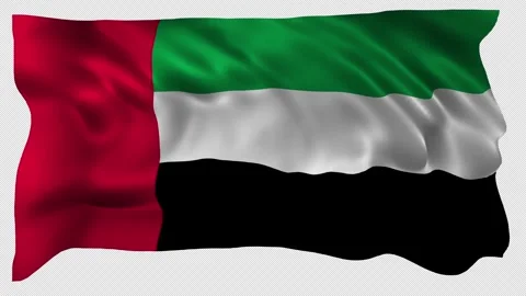 Realistic UAE flag seamless loop waving animation with alpha for overlays Stock Footage 321549487