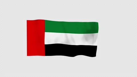 Realistic Unfurling United Arab Loop Alpha Channel Vídeos de archivo 342822621