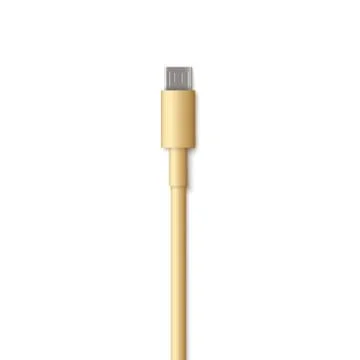 Realistic USB cable cord - micro B type connector end. Stock Illustration