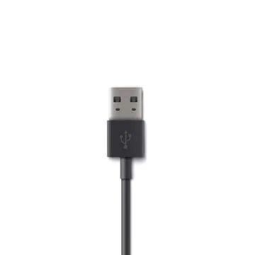 Realistic USB cable type A plug isolated on white background - modern technology Illustrazione stock