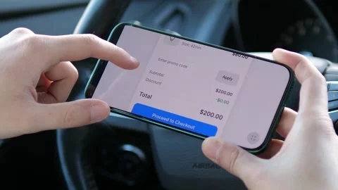 Realistic user interaction with a shopping app interface. Stock Footage 327389905