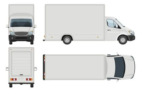 Realistic van vector illustration side, front, back, top view Stock Illustration