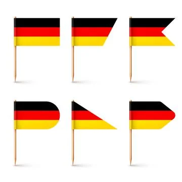Realistic various German toothpick flags. Souvenir from Germany. Wooden Stock Illustration