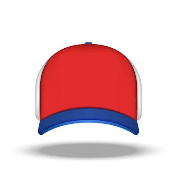 Realistic vector 3d baseball cap isolated on white front view for photo fil.. Stock Illustration