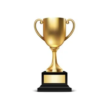Realistic Vector 3d Blank Golden Champion Cup Icon Closeup Isolated on White Stock Illustration