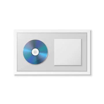 Realistic Vector 3d Blue CD, Packaging, Cover with White Frame Isolated on White Illustrazione stock