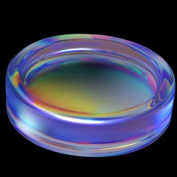 Realistic vector 3D holographic iridescent glass coin purple effect, game token Stock Illustration