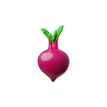 Realistic vector 3D illustration of beetroot with leaves. Stock Illustration