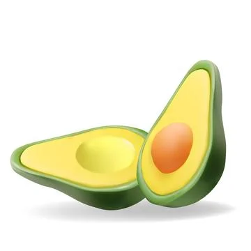 Realistic vector 3D illustration of two halves of avocado Stock Illustration